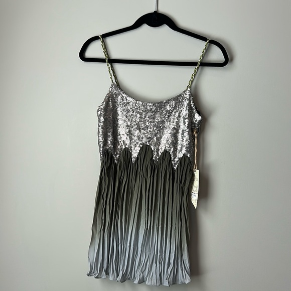 BKE Tops - BKE Top Green and Silver Sequin and Sheer Tank Top Size Small